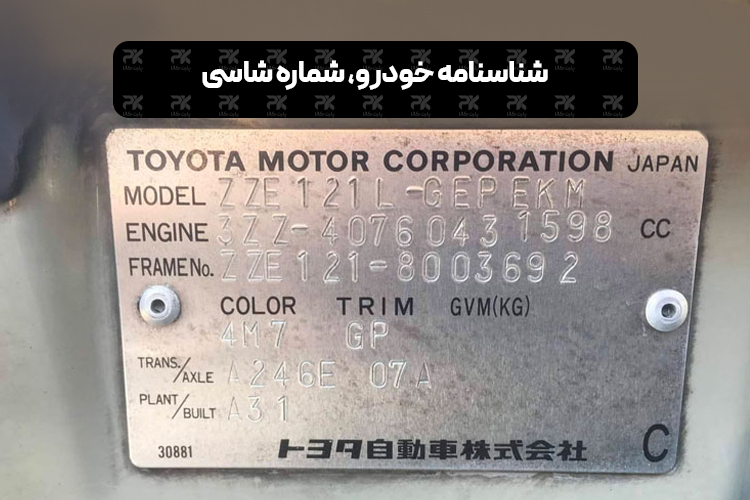 Vehicle identification number chassis engine and license plate number